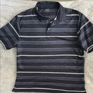 Men's Black Striped Polo Shirt